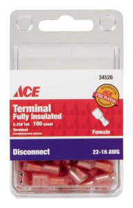 (image for) 22-16 AWG Insulated Wire Female Disconnect Red 100 pk