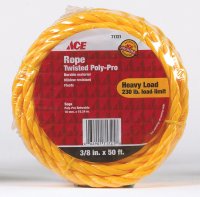 (image for) 3/8 in. Dia. x 50 ft. L Yellow Twisted Poly Rope