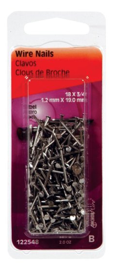 (image for) 18 Ga. x 3/4 in. L Bright Steel Wire Nails 1 pk 2 oz.