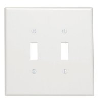 (image for) White 2 gang Plastic Toggle Wall Plate Jumbo