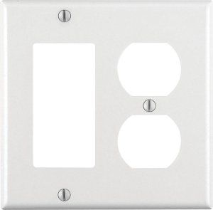(image for) White 2 gang Thermoset Plastic Decorator/Duplex Wall Plate 1 pk