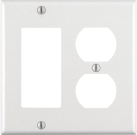 (image for) White 2 gang Thermoset Plastic Decorator/Duplex Wall Plate 1 pk