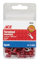 (image for) Insulated Wire Spade Terminal Red 100 pk