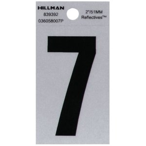 (image for) Hillman 2 in. Reflective Black Vinyl  Self-Adhesive Number 7 1 