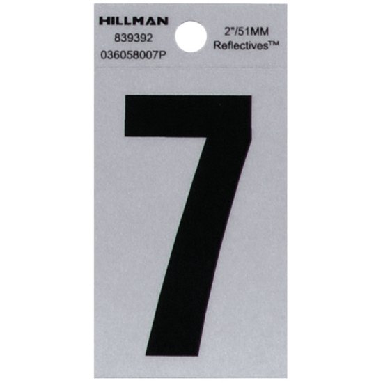 (image for) Hillman 2 in. Reflective Black Vinyl  Self-Adhesive Number 7 1 