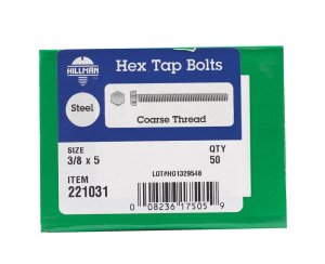 (image for) 3/8 in. Dia. x 5 in. L Zinc Plated Steel Hex Tap Bolt 50