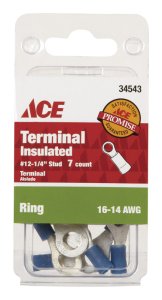 (image for) Insulated Wire Ring Terminal Blue 7 pk