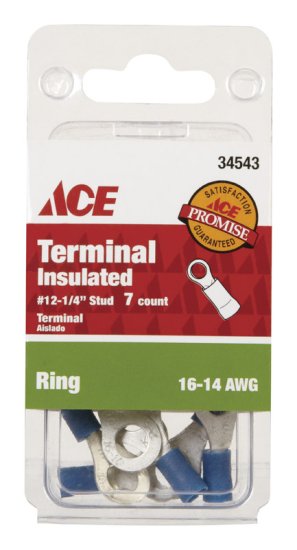 (image for) Insulated Wire Ring Terminal Blue 7 pk