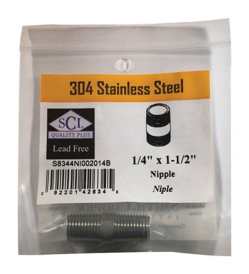 (image for) 1/4 in. MPT x 1-1/2 in. L Stainless Steel Nipple