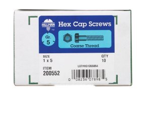 (image for) 1 in. Dia. x 5 in. L Heat Treated Zinc Steel Hex Head Ca