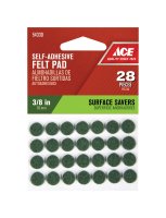 (image for) Felt Self Adhesive Pad Green Round 3/8 in. W 28 pk