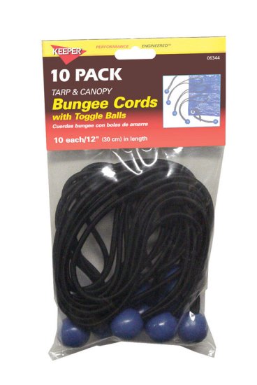 (image for) Black/Blue Bungee Ball Cord 12 in. L x 0.1565 in. 10 pk