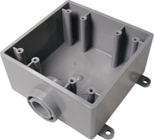 (image for) Cantex 32 cu in Square PVC 2 gang Outlet Box Gray