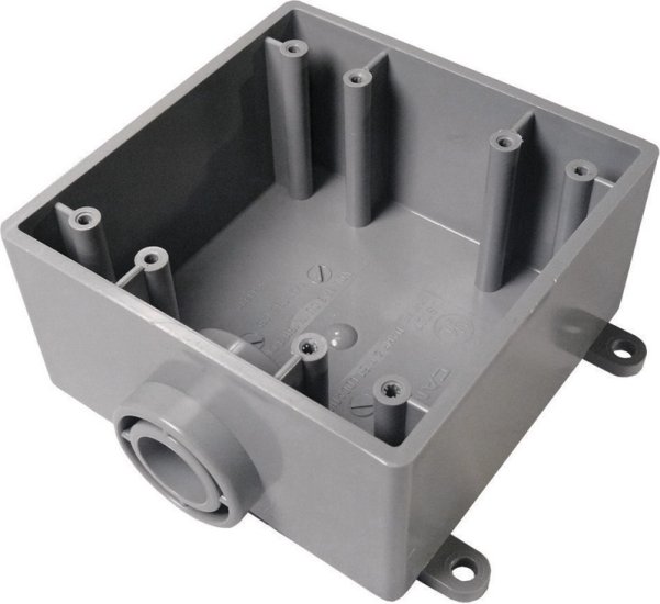 (image for) Cantex 32 cu in Square PVC 2 gang Outlet Box Gray