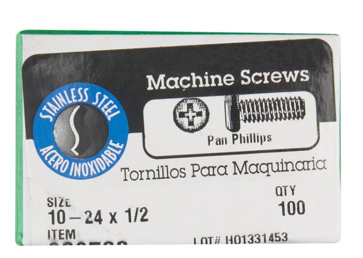 (image for) No. 10-24 x 1/2 in. L Phillips Flat Head Stainless Steel