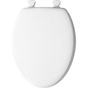 (image for) Elongated White Molded Wood Toilet Seat Lift Off