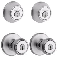 (image for) Satin Chrome Deadbolt and Entry Door Knob 1-3/4 in.