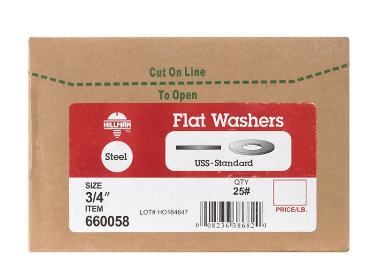 (image for) Zinc-Plated Steel 3/4 USS Flat Washer 225 pk