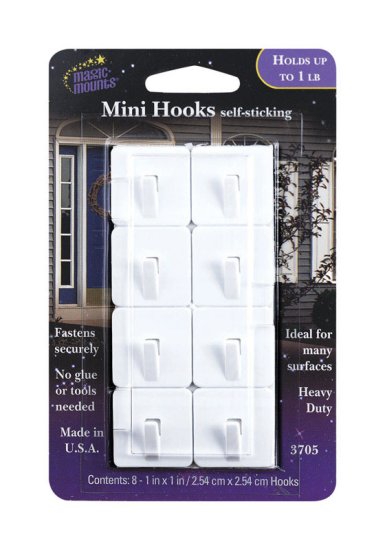 (image for) Self Stick Adhesive Mini-Hook Metal 1 lb. 8 pk