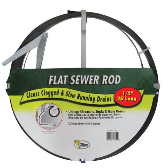 (image for) 25 ft. L Flat Steel Sewer Rod