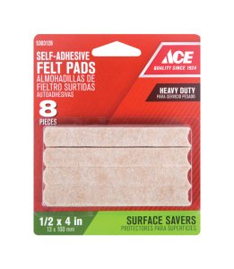 (image for) Felt Self Adhesive Pad Brown Rectangle 1/2 in. W x 4 in. L 8