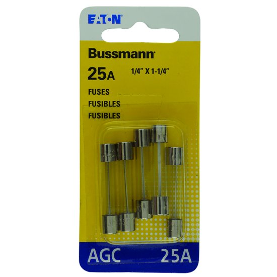(image for) 25 amps AGC Glass Tube Fuse 5 pk