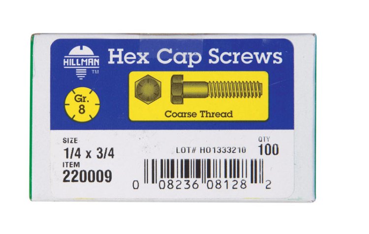 (image for) 1/4 in. Dia. x 3/4 in. L Heat Treated Steel Hex Head Cap