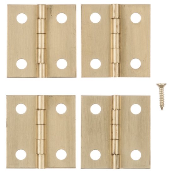 (image for) 1 in. W x 1 in. L Polished Brass Brass Broad Hinge 4 pk