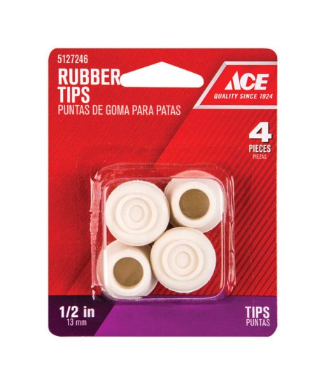 (image for) Rubber Leg Tip Off-White Round 1/2 in. W 4 pk