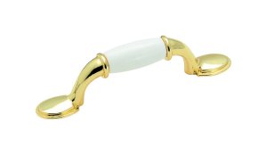 (image for) Cabinet Pull 3 in. White/Polished Brass