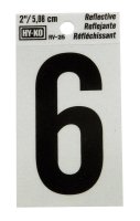 (image for) 2 in. Reflective Black Vinyl Self-Adhesive Number 6 1 pc.