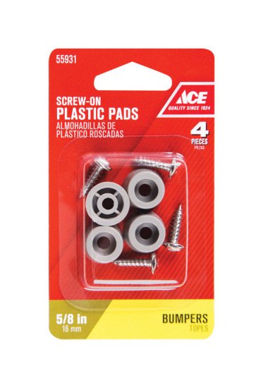(image for) Plastic Bumper Pads Gray Round 5/8 in. W 4 pk