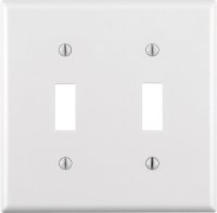 (image for) White 2 gang Thermoset Plastic Toggle Wall Plate 1 pk