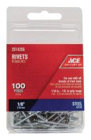 (image for) 1/8 in. Dia. x 1/2 in. Steel Rivets Silver 100 pk