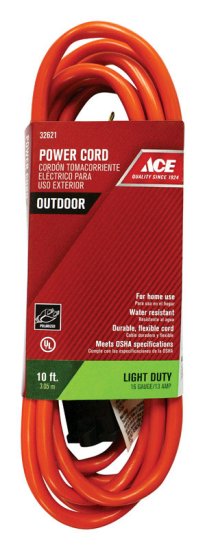 (image for) Indoor and Outdoor 10 ft. L Orange Extension Cord 16/2 SJTW