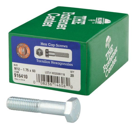 (image for) M12-1.75 mm Dia. x 60 mm L Heat Treated Steel Hex Head C