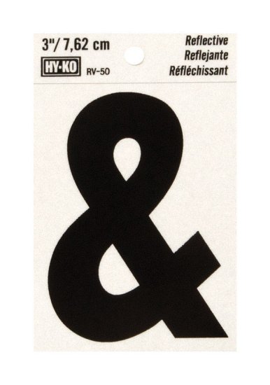 (image for) 3 in. Reflective Black Vinyl Self-Adhesive Special Charact