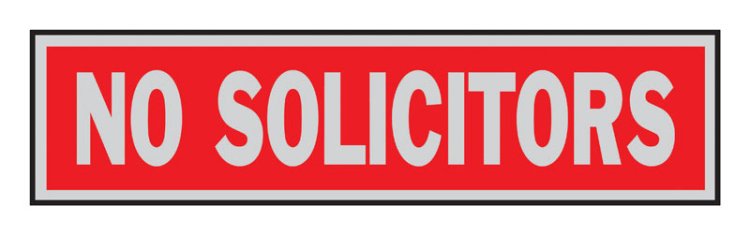 (image for) Red Informational Sign 2 in. H x 8 in. W No Soliciting