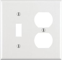 (image for) White 2 gang Thermoset Plastic Duplex/Toggle Wall Plate