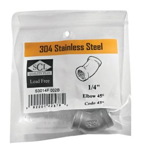 (image for) 1/4 in. FPT x 1/4 in. Dia. FPT Stainless Steel 45 D