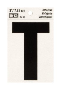 (image for) 3 in. Reflective Black Vinyl Self-Adhesive Letter T 1 pc.