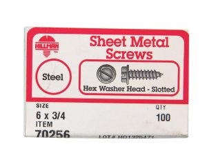 (image for) No. 6 x 3/4 in. L Slotted Hex Washer Head Zinc-Plated St
