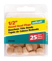 (image for) Round Birch Head Plug 1/2 in. Dia. x 0.3 in. L 1 pk Na