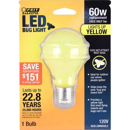 (image for) A19 E26 (Medium) LED Bulb Yellow 60 Watt Equivalen