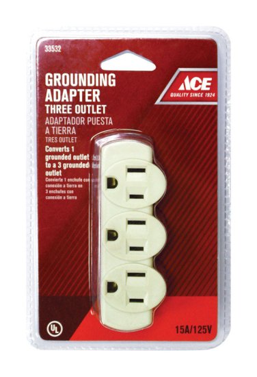 (image for) Grounded 3 outlets Adapter 1 pk