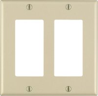 (image for) Ivory 2 gang Thermoset Plastic GFCI/Rocker Wall P