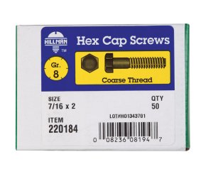 (image for) 7/16 in. Dia. x 2 in. L Heat Treated Steel Hex Head Cap