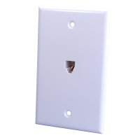 (image for) White 1-Gang Phone Jack Modular with Wall Plate T