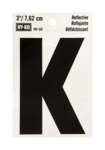 (image for) 3 in. Reflective Black Vinyl Self-Adhesive Letter K 1 pc.