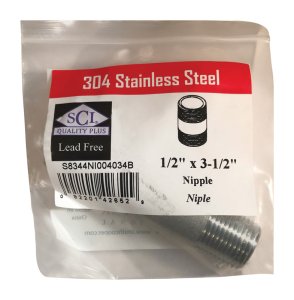 (image for) 1/2 in. MPT x 3-1/2 in. L Stainless Steel Nipple